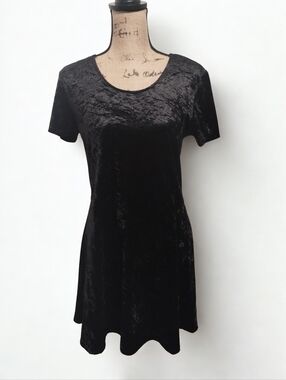 Vintage 90s Y2K Whimsy Goth Crush Velvet Dress Women's Size 8